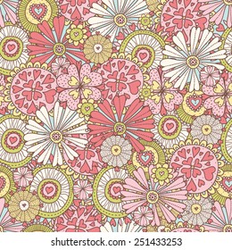  Vector seamless pattern with flowers. 