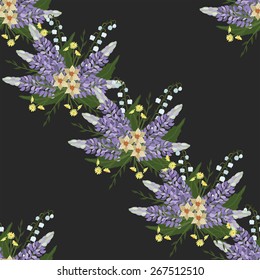 vector seamless pattern with flowers