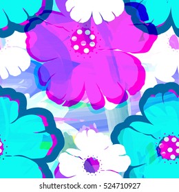 Vector seamless pattern with flowers