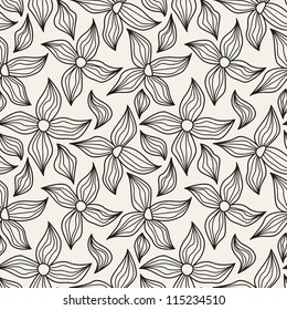 Vector seamless pattern with flowers. Abstract floral ornamental texture