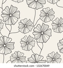 Vector seamless pattern with flowers. Abstract floral texture. Graphic petunias
