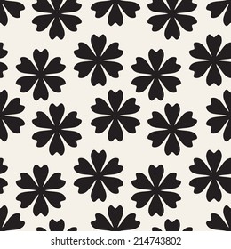 Vector seamless pattern with flowers. Abstract floral texture. Graphic monochrome daisies