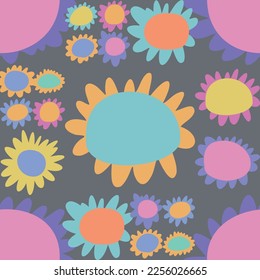 Vector seamless pattern with flowers. Abstract plants, botanical tiled design