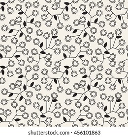 Vector seamless pattern with flowers. Abstract floral texture with graphic daisies.