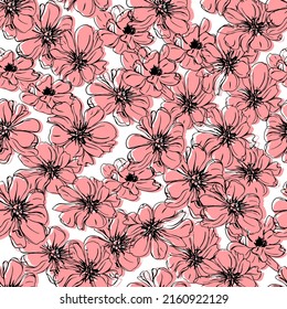 vector seamless pattern flowers . Botanical illustration 
