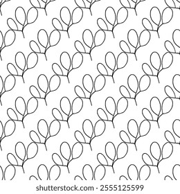 Vector seamless pattern with flowers. Botanical pattern in black and white