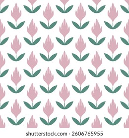 Vector seamless pattern with flowers. Botanical seamless pattern 