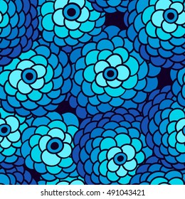 Vector seamless pattern with flowers. Chrysanthemum. Daisy design.