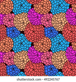 Vector seamless pattern with flowers. Chrysanthemum. Daisy design.