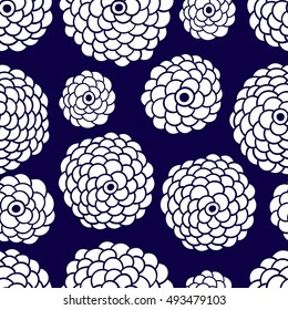 Vector seamless pattern with flowers. Chrysanthemum. Daisy design.