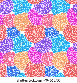Vector seamless pattern with flowers. Chrysanthemum. Daisy design.