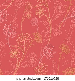 vector seamless pattern with flowers, colorful