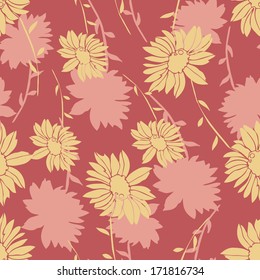 vector seamless pattern with flowers, colorful