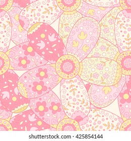 Vector seamless pattern with flowers . Cute doodle colorful flower background.