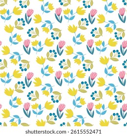 vector seamless pattern of flowers, pattern for decoration and embellishment, print on fabric and paper for holidays, weddings, Easter decor. spring and summer flowers delicate combination for stylish
