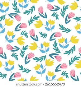 vector seamless pattern of flowers, pattern for decoration and embellishment, print on fabric and paper for holidays, weddings, Easter decor. spring and summer flowers delicate combination for stylish