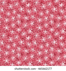 Vector seamless pattern with flowers of doodles. Floral background in hand drawn childish style. Ornamental decorative color illustration for print, web