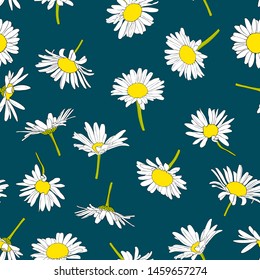 vector seamless pattern with with flowers, floral background, hand drawn art illustration