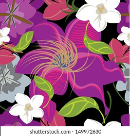 Vector seamless pattern flowers floral background 