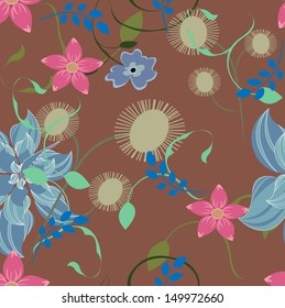 Vector seamless pattern flowers floral background 