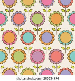 Vector seamless pattern with flowers. Floral cute background. Ornamental decorative illustration for print, web