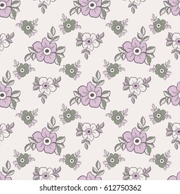 Vector seamless pattern with flowers. Floral pastel background