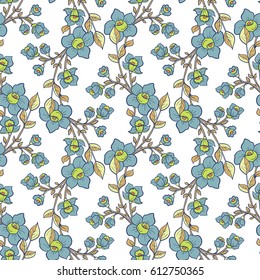 Vector seamless pattern with flowers. Floral pastel background