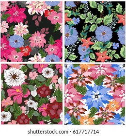 vector seamless pattern flowers and floral pattern illustration