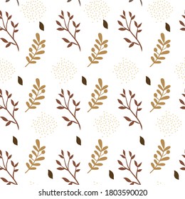 vector seamless pattern of flowers and floristry elements on a white background