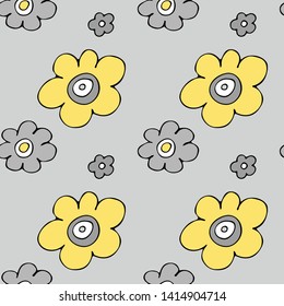 Vector seamless pattern with flowers. Hand drawn illustration of plants. 4