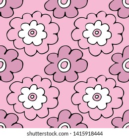 Vector seamless pattern with flowers. Hand drawn illustration of plants. 2