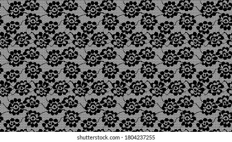 Vector seamless pattern with flowers. Jacquard Mesh Lace Fabric. 