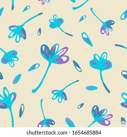 vector seamless pattern with flowers and leaves