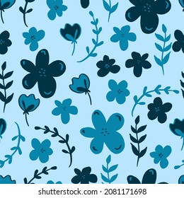 vector seamless pattern flowers with leaves. Botanical illustration for wallpaper, textile, fabric, clothing, paper, postcards