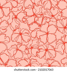 vector seamless pattern flowers with leaves. Botanical illustration for wallpaper, textile, fabric, clothing, paper, postcards