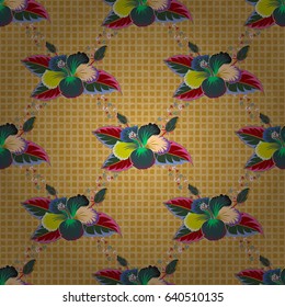 Vector seamless pattern with flowers and leaves in yellow and green colors. Floral background with watercolor effect. Textile print for bed linen, jacket, package design, fabric and fashion concepts.