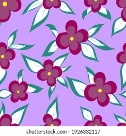 flores vectoriales sin costura con hojas.Ilustración botánica para papel pintado, textil, tela, ropa, papel, postales
