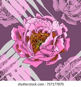 Vector seamless pattern with flowers and lines 31