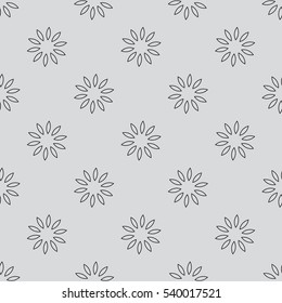 Vector seamless pattern with flowers. Modern stylish texture. Repeating geometric tiles with monochrome daisies. Stylized floral background.