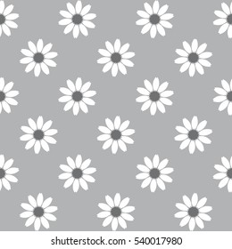 Vector seamless pattern with flowers. Modern stylish texture. Repeating geometric tiles with monochrome daisies. Stylized floral background.