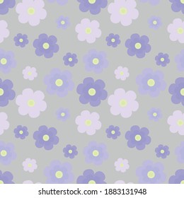 vector seamless pattern with flowers on a gray background
