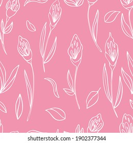 vector seamless pattern flowers on pink background