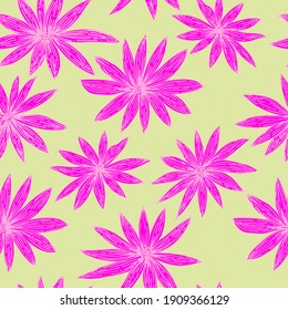 vector seamless pattern flowers on contrasting background