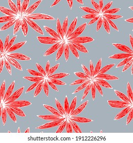 vector seamless pattern flowers on contrasting background