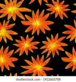vector seamless pattern flowers on contrasting background