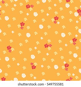Vector seamless pattern of flowers on yellow background. For textile or book covers, manufacturing, wallpapers, print, gift wrap and scrapbooking