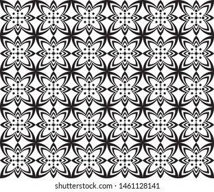 Vector Seamless Pattern, Flowers, Ornaments, petals, repetitive patterns, geometric, can be used for fabrics, backgrounds.