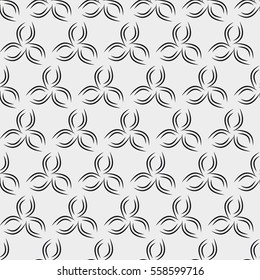 Vector seamless pattern with flowers. Repeating geometric tiles with stylized monochrome floral background.