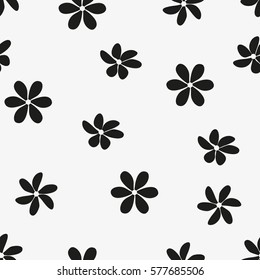 Vector seamless pattern with flowers. Repeating geometric tiles with stylized monochrome background.