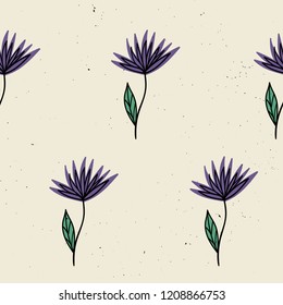 Vector seamless pattern with flowers. Scandinavian motives. Hand drawn style. eps 10